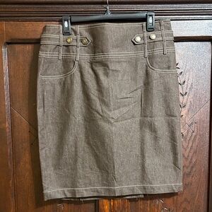NWOT Dress Barn Brown Pencil Skirt with Button Details